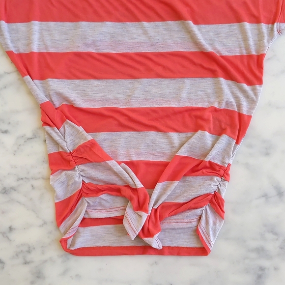 H&M 100% Rayon Dropped Shoulder Loose Fit Short Sleeve Orange Striped Tunic. - Picture 4 of 4